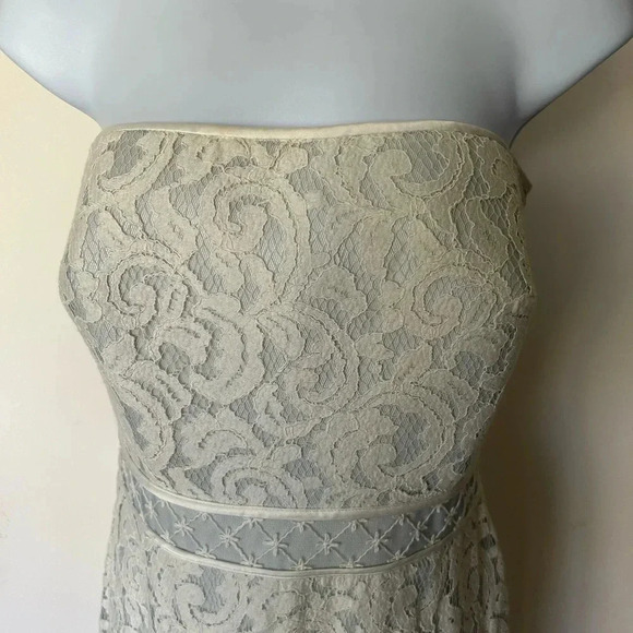 Tadashi Shoji Ivory and Ice trumpet strapless formal gown lace Size 8 - Picture 6 of 15